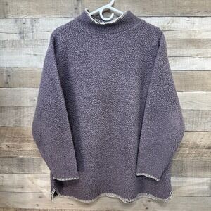 Coldwater Creek Womens Purple Mock Neck Chunky Fleece Pullover Sweater Size S